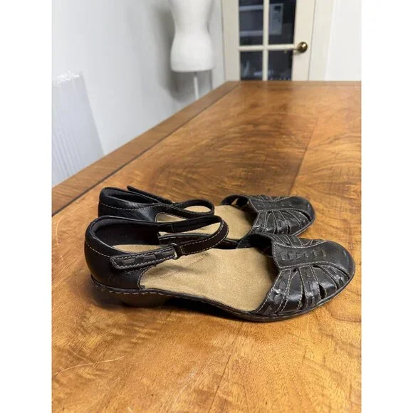 Women’s CLARKS size 8.5 Wendy Alto Black Leather Casual Shoes Sandals - Picture 3 of 7